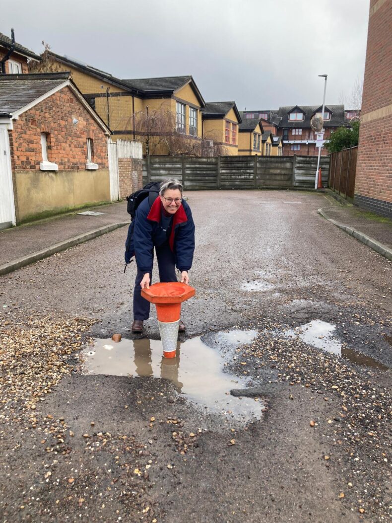 Janet Grauberg and a cone